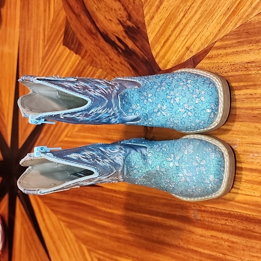 Roper girl toddler sz5 blue floral glitter cowgirl boots